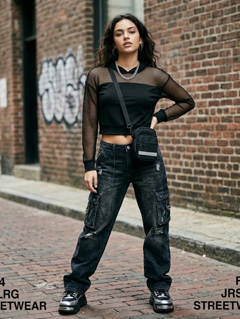 Smoke and‎ Mirrors Hooded Mesh Crop Top Juniors Large